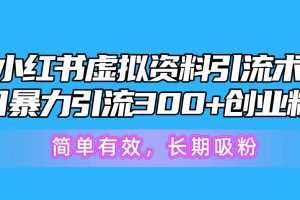 小红书虚拟资料引流术，日暴力引流300+创业粉，简单有效，长期吸粉