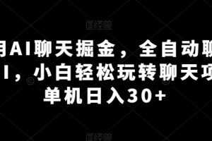 利用AI聊天掘金，全自动聊天挂JI，小白轻松玩转聊天项目 单机日入30+
