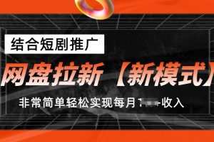 网盘拉新【新模式】，结合短剧推广，听话照做，非常简单轻松实现每月1w+收入