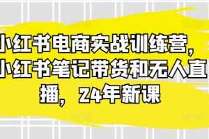 小红书电商实战训练营，小红书笔记带货和无人直播，24年新课