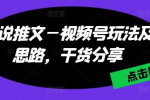小说推文—视频号玩法及思路，干货分享