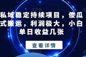 私域稳定持续项目，傻瓜式搬运，利润极大，小白单日收益几张
