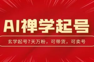AI禅学起号玩法，中年粉收割机器，3天千粉7天万粉