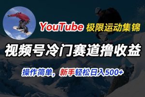 视频号冷门赛道撸收益，YouTube搬运极限运动集锦，暴力起号，操作简单流量高，轻松日入5张