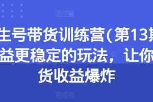 养生号带货训练营(第13期)收益更稳定的玩法，让你带货收益爆炸