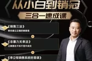 李立恒从小白到销冠 三合一速成:销售三法+非暴力关单法+销售系统挖需…
