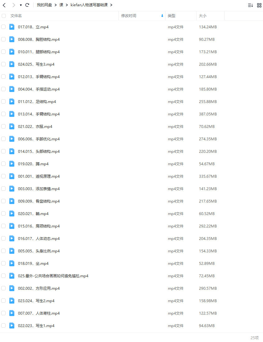 kiefan人物速写基础课【画质不错只有视频】