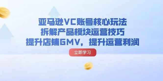 亚马逊VC账号核心玩法，拆解产品模块运营技巧，提升店铺GMV，提升运营利润