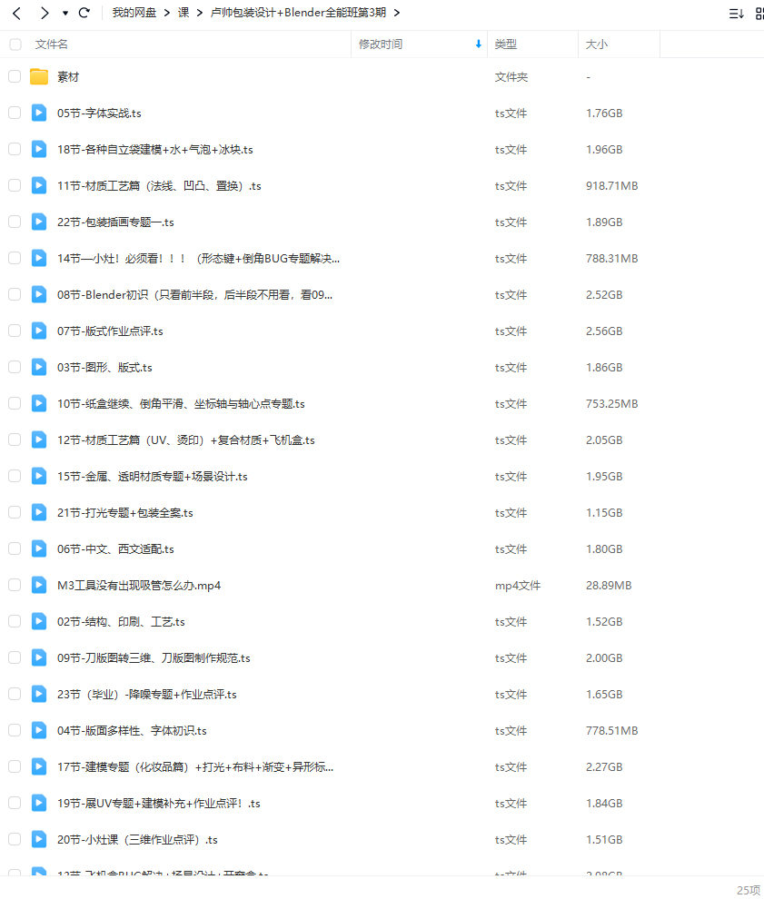 卢帅第3期包装设计+Blender全能班【画质高清有大部分素材】