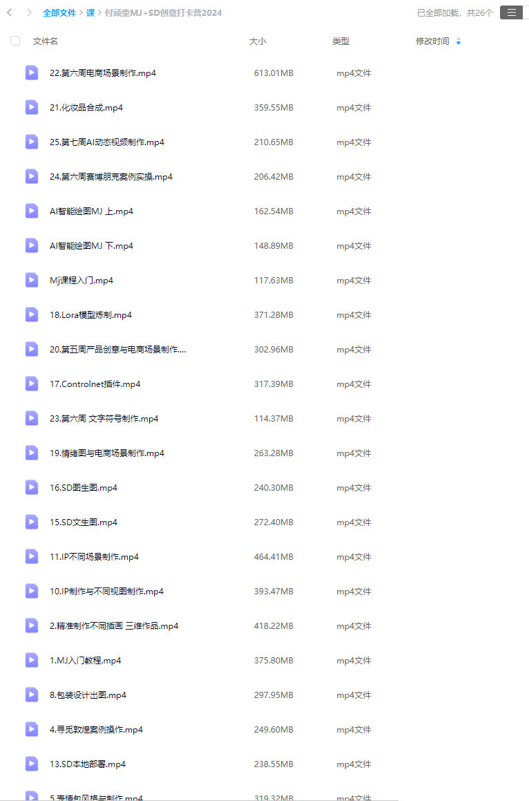 【缺课】付顽童MJ+SD创意打卡营2024年【画质高清只有视频】