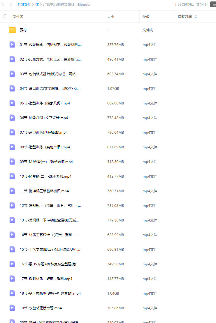 卢帅第5期包装设计+Blender全能班2024【画质高清有部分素材】