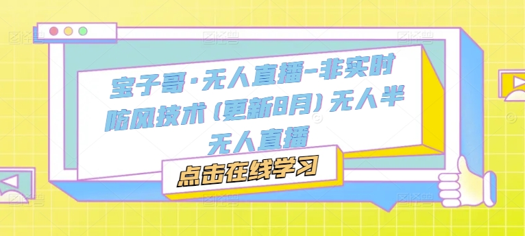 宝子哥·无人直播-非实时防风技术(更新11月)