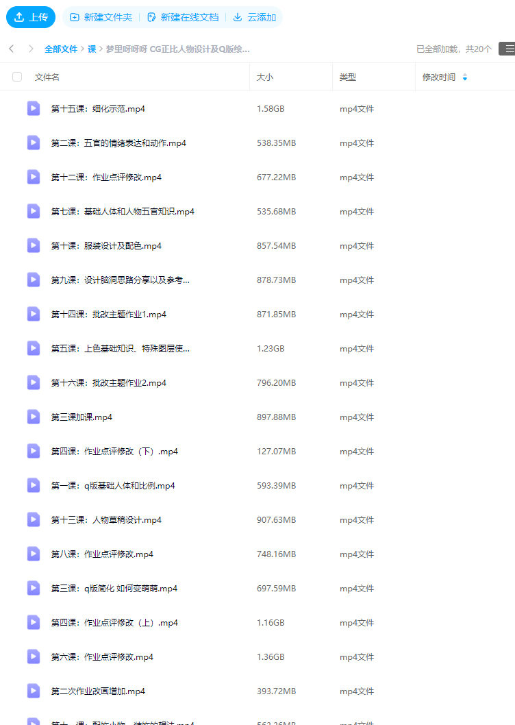 梦里呀呀呀CG正比人物设计及Q版绘画系统课2024【画质高清只有视频】