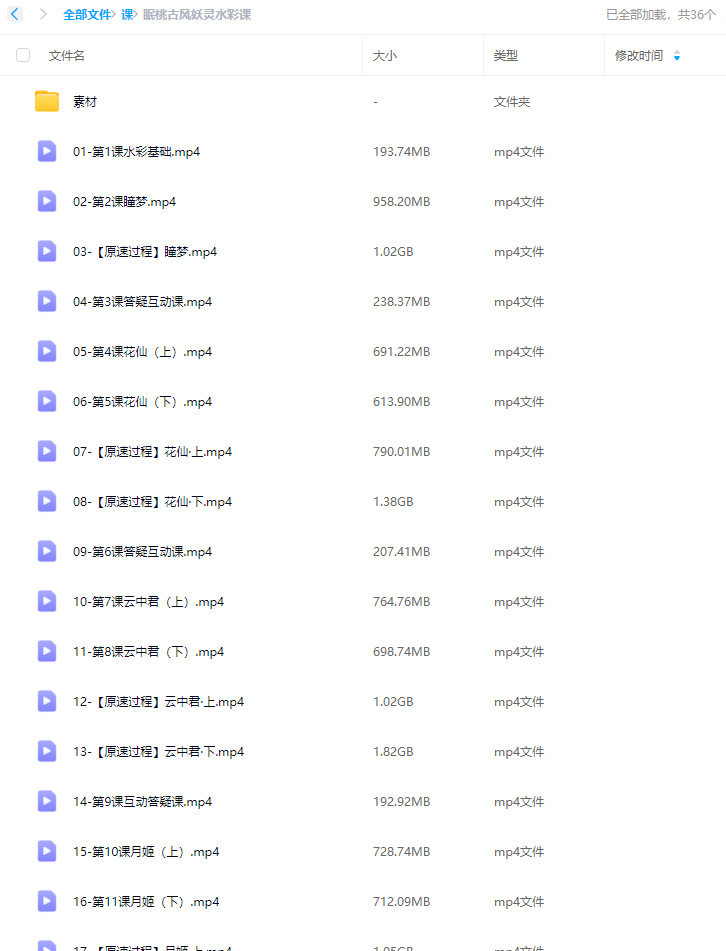 眠桃古风妖灵水彩课【画质还可以有素材】