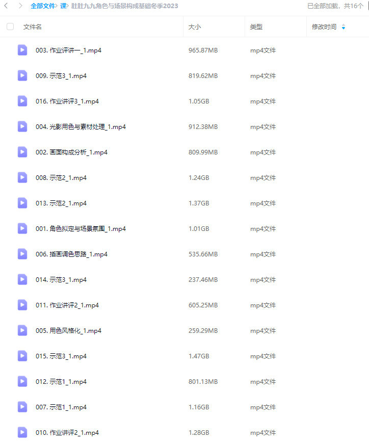 肚肚九九角色与场景构成基础冬季2023【画质还行只有视频】