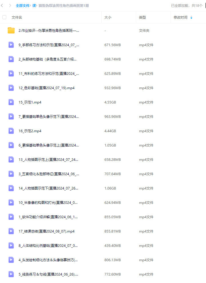 猫鲨伪厚涂男性角色插画班第1期2024【画质高清只有视频】