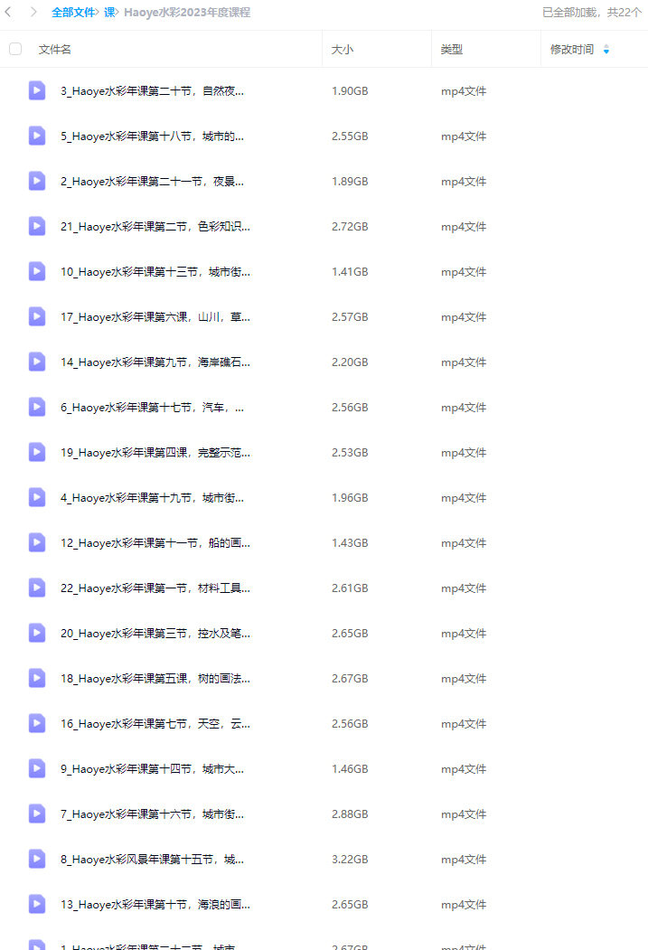 Haoye水彩2023年度课程【画质还行只有视频】