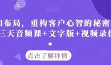 认知布局，重构客户心智的秘密策略三天音频课+文字版+视频录像