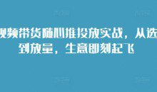 短视频带货随心推投放实战，从选品到放量，生意即刻起飞