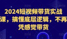 2024短视频带货实战课，搞懂底层逻辑，不再凭感觉带货