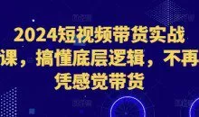 2024短视频带货实战课，搞懂底层逻辑，不再凭感觉带货