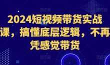 2024短视频带货实战课，搞懂底层逻辑，不再凭感觉带货