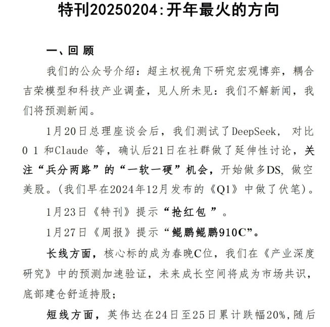 北海南山20250204付费文-特刊行业洞察：开年最火的方向