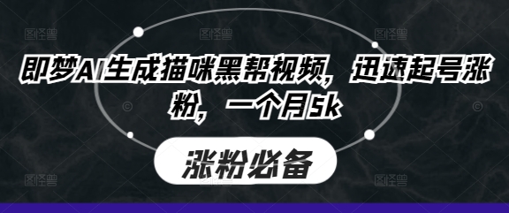 即梦AI生成猫咪黑帮视频,迅速起号涨粉,一个月5k