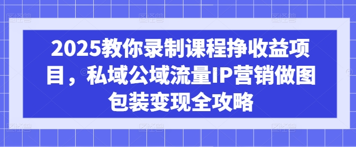 2025教你录制课程挣收益项目,私域公域流量IP营销做图包装变现全攻略