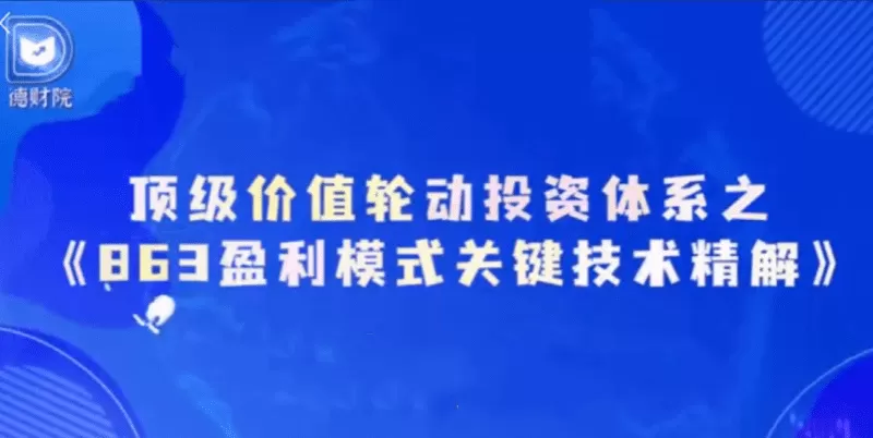 德财院靳良雄万马奔腾初阶价投体系863盈利模式关键技术精解系统课