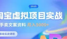 淘宝虚拟项目垂直玩法，新手卖文案资料，月入5k+