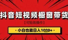 抖音短视频食品橱窗带货，小白轻松上手日入1k+【揭秘】