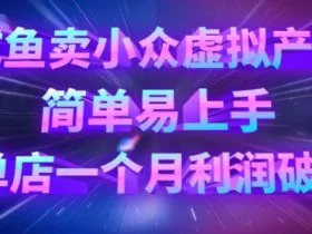 咸鱼卖小众虚拟产品，简单易上手，单店一个月利润破W