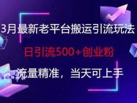 3月最新老平台搬运引流玩法，日引流500+创业粉，流量精准，当天可上手