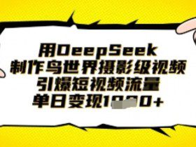 用DeepSeek制作鸟世界摄影级视频，引爆短视频流量，单日变现1k