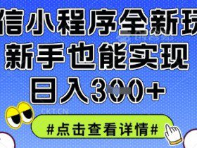 微信小程序全新玩法，新手也能实现日入3张【揭秘】