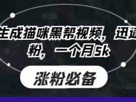 即梦AI生成猫咪黑帮视频，迅速起号涨粉，一个月5k
