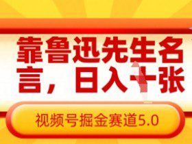 靠鲁迅先生名言，日入数张，视频号掘金赛道5.0
