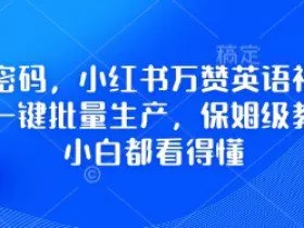 流量密码，小红书万赞英语视频用扣子一键批量生产，保姆级教程，小白都看得懂