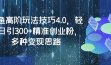 闲鱼高阶玩法技巧4.0，轻松日引300+精准创业粉，多种变现思路