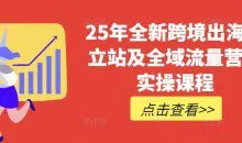 25年全新跨境出海独立站及全域流量营销实操课程，跨境电商独立站TIKTOK全域营销普货特货玩法大全