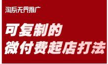 淘宝可复制的微付费起店打法，带你掌握可复制的微付费起店打法