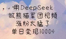 用DeepSeek做熊猫军团视频，涨粉太猛了，单日变现多张