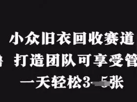 小众旧衣回收赛道，纯零撸 打造团队可享受管道收益，一天轻松3张