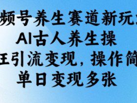 视频号养生赛道新玩法，AI古人养生操，疯狂引流变现，操作简单，单日变现多张
