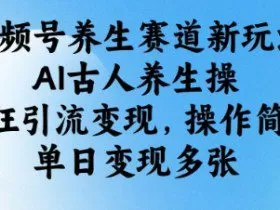 视频号养生赛道新玩法，AI古人养生操，疯狂引流变现，操作简单，单日变现多张