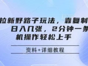网盘拉新野路子玩法，靠复制搬运图文， 日入几张，2分钟一条，手机操作轻松上手