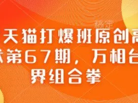 淘宝天猫打爆班原创高阶技术第67期，万相台无界组合拳