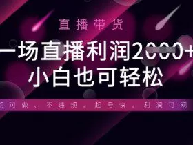 半无人直播带货，一场利润数张，适合所有平台玩法，小白也可轻松