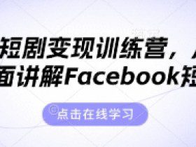 海外短剧变现训练营，从0-1全面讲解Facebook短剧